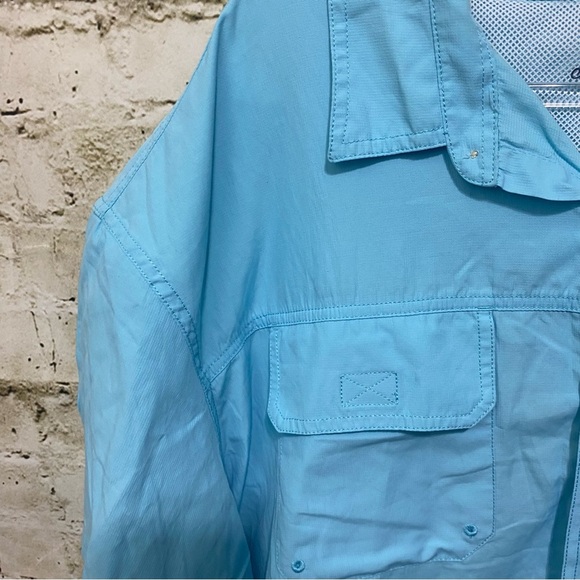 Izod Surfcaster Light Blue Breathable Short Sleeve Button U - Picture 3 of 6